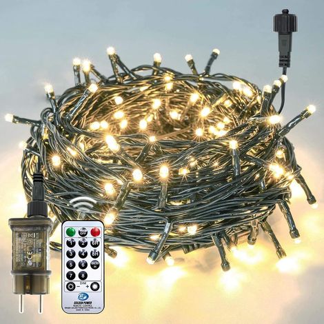 13m long string lights with 100 warm white LEDs, 8 light modes, Christmas tree lights, photo clip, waterproof lights for curtain decoration, garden, wedding party (1/5)