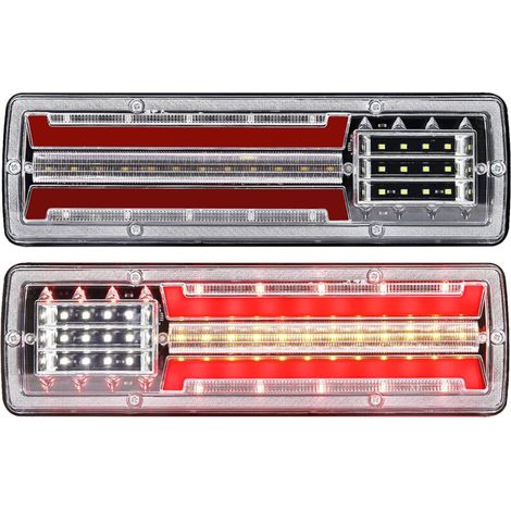 LED-Anhänger-Rücklichter, LKW-Rücklichter, 2-teilige Bremslichtlampe, 24-V-Universal-Sequential-Flüssigkeits-Brems-Blinker-Rücklicht (24 Volt) (1/4)