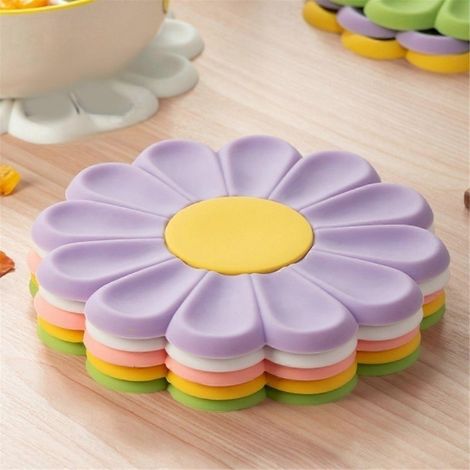 Dessous de verre à fleurs, dessous de verre pour boissons, dessous de verre antidérapants et isolants, sets de table -- (1/5)