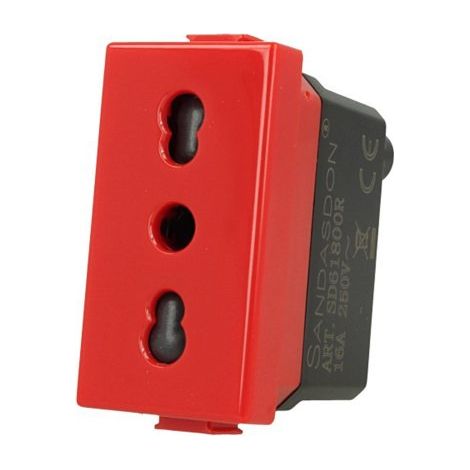Presa Bipasso 2P+T 16A bivalente P17/11 rosso Compatibile Matix SD61800R (1/3)