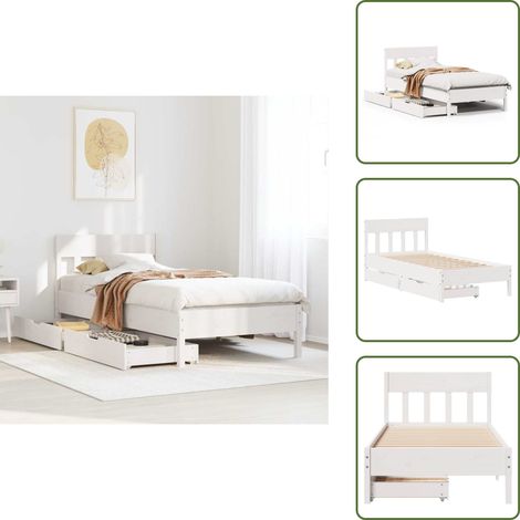 vidaXL Cadre de lit sans matelas blanc 75x190 cm bois de pin massif (1/5)
