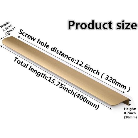 Set di 12 maniglie invisibili per mobili da cucina in ottone spazzolato – maniglie per cucina, maniglie per mobili, interasse fori 320 mm (1/5)