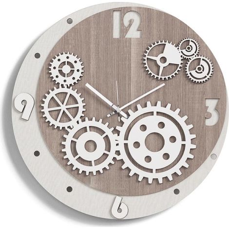 Orologio da parete moderno INGRANAGGI in legno laminato diametro 30cm TRS (1/2)