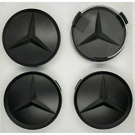 Mercedes Matt Black Center Hub Alloy Wheel Caps 75mm Set Of 4 Pcs