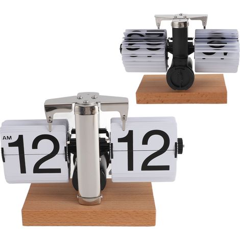 Horloge de bureau rabattable à grands chiffres, rétro Vintage, Table automatique, alimentée par batterie, pour la décoration de la maison et du bureau, 12 heures, Page blanche (1/5)