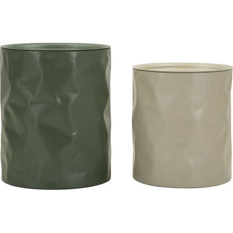 Lot de 2 Tables d'Appoint "Norimberga" 48cm Vert & Beige (1/5)