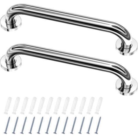 2 Barre D'Appui wc. Acier Inox Maintien Poignée Douche. 30cm Barre d'Appui Salle de Bain Coudée. Barres Douche. Baignoire Main Courante Inoxydable Âgées/Handicapées/Enfants (1/4)