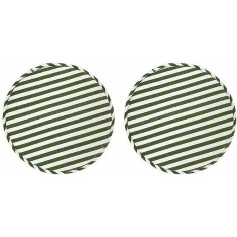 Tabouret Rond Coussins de Chaise pour Cuisine Salle à Manger Coussins de Siège avec Attaches Lot de 2 Coussins Antidéts pour Tabouret Haut Chaises Bistro Bar Siège 13 Pouces, Rayure Verte--
