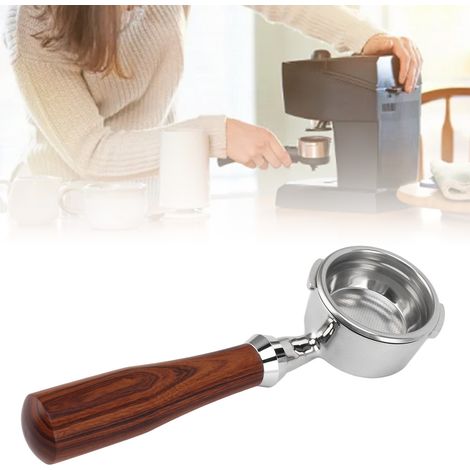 GAGGIA 58-mm-Kaffeemaschinengriff, Doppelgriff aus Edelstahl für Espressomaschinen, bodenlos, klassisches Design E, Rosenholz (1/5)