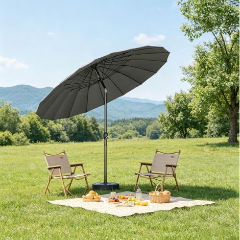Neigbarer Garten-Sonnenschirm Ø 257 cm, Höhe 242 cm, dunkelgrau HAVRYA (1/5)