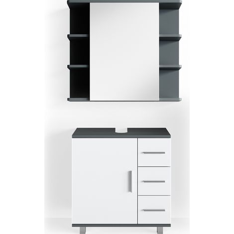 Set mobili bagno Ilias, Antracite, 2 parti, Vicco