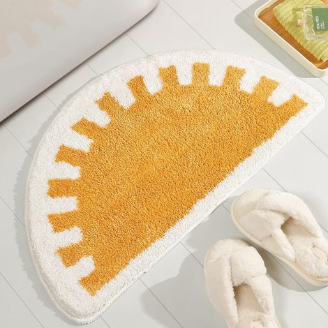 Tapis de Bain Demi-Lune Lever de Soleil, Doux Moelleux Antidérapant Lavable Microfibre, Tapis de Salle de Bain Absorbant Séchage Rapide 45x80 cm (1/5)