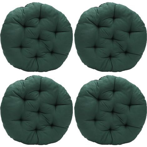 Ensemble de 4 coussins ronds pour chaise 40x40x3 cm - Coussin d'assise confortable pour l'intérieur et l'extérieur - Coussin de chaise et de sol pour salle à manger, salon, bureau (Vert foncé) (1/5)
