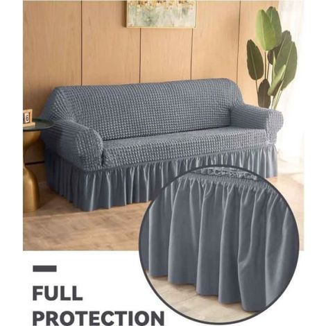 Housse de canapé - - 3 Places - Résistante - Lavable - Élastique - Gris (1/4)