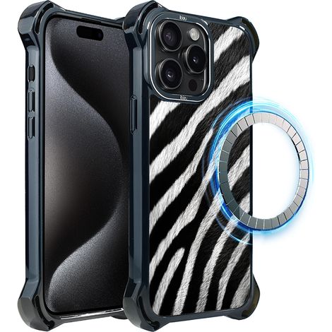 Hülle für iPhone 15 Pro Max ibizu DropGuard Ultra mit MagSafe, Nature's Call, Zebra (1/5)