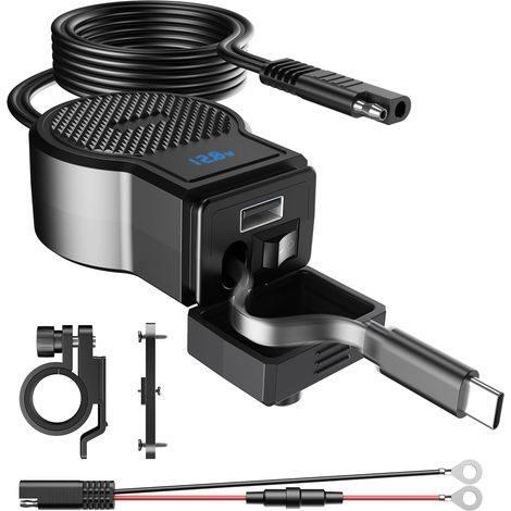 Voltmètre pour moto, 72 W, 12 V, QC4.0, USB, résistant à l'eau, pour la surveillance électrique des motos.-AquaForge (1/5)