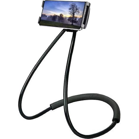 Support Téléphone Flexible - Bras Articulé Réglable 360° - Support Bureau Lit Cuisine Extérieur - Longueur 70 cm - Noir (1/5)