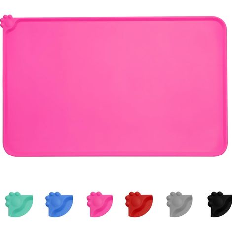 Tapis Gamelle Chien, Tapis d’Alimentation en Silicone aux Normes FDA, Imperméable et Antidérapant, Rose, 54 X 38 cm (1/5)