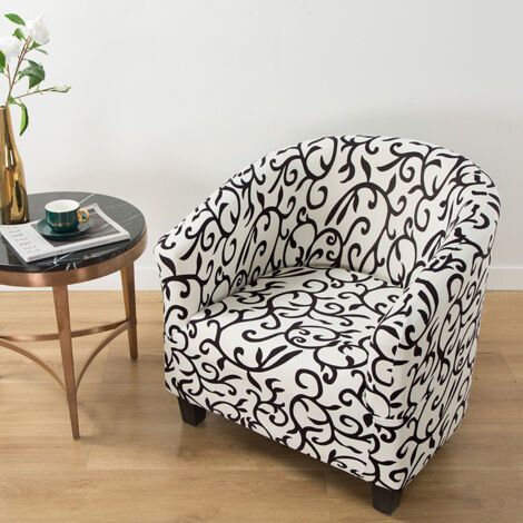 Housse de fauteuil club - Housse de fauteuil tonneau Housse de fauteuil baignoire imprimée Housse de canapé à accoudoirs souple Housse de protection amovible pour canapé Housse de fauteuil clu (1/3)