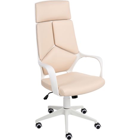 Silla de oficina giratoria con altura ajustable tapizado de piel sintética beige claro Delight II