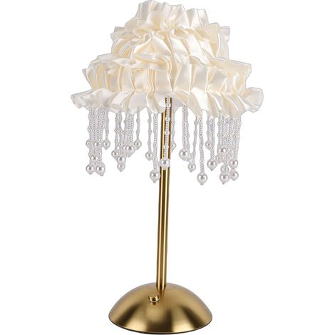 Lampe de chevet nordique rechargeable USB, mignonne et romantique, décorée d'un ruban, idéale pour une table de nuit ou un bureau pour filles et femmes. (1/5)