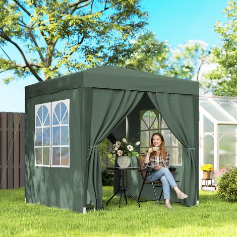 Kiosque Jardin Murs Latéraux Oxford Portes Fenêtres Sac Transport Étanche Aménagement Extérieur Tissu Vert 2x2m (1/4)