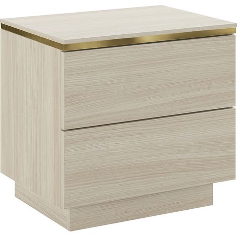 Comodino con 2 cassetti naturale e dorato - VUKIA (1/5)