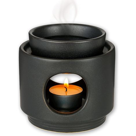 1 Brûleur Bougie Céramique Noir Mat, Diffuseur Huile Essentielle, Porte Bougie Fonte Cire, Pour Salon Chambre