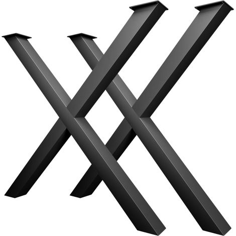 CM Furniture - Set di 2 gambe per tavolo in metallo nero, altezza 40 cm, larghezza 43 cm. Base del tavolo in acciaio a forma di X, facile da montare. Ideale per panca, sala da pranzo, tavolino da caff (1/5)