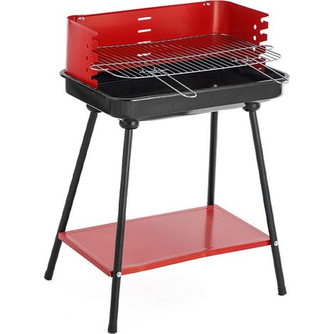 Barbecue rectangulaire populaire Yfer 58x38x82cm Noir Rouge 6 places