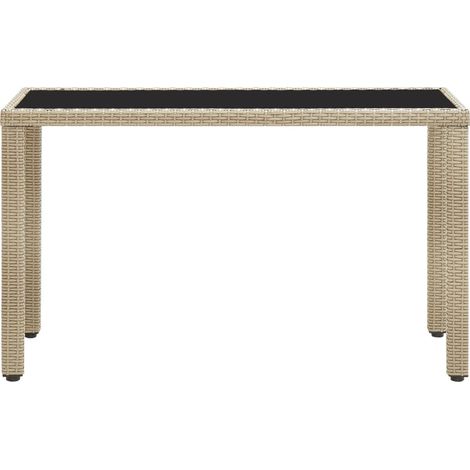 Table de jardin  Table d'extérieur Beige 123x60x74 cm Résine tressée (1/5)