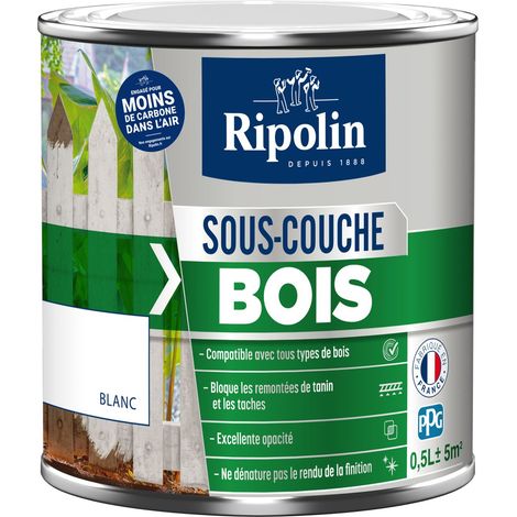 Ripolin – Sous-couche bois satin 0,5L – Bloque tanins et taches – Excellente opacité – Application facile – Pour intérieur/extérieur (1/2)