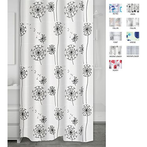Ridder Moonflower Tenda da doccia nera e bianca impermeabile (1/4)