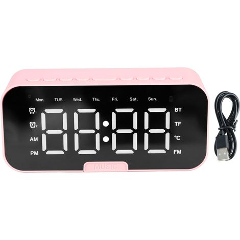 Réveil Bluetooth miroir LED écran numérique, son puissant, réveil multifonction avec haut-parleur Bluetooth pour chambre (1/5)