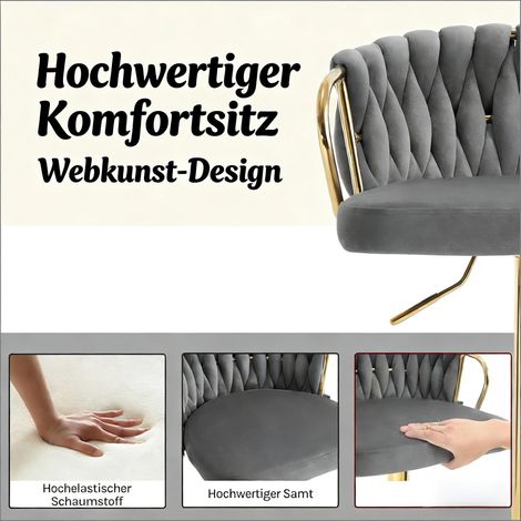 Tabouret de bar design, chaise de cuisine moelleuse avec assise capitonnée, repose-pieds intégré, coussin doux (livré à l'unité)