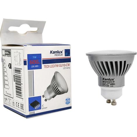LAMPADINA A LED 7W GU10 6000K   FASCIO DI LUCE 110 GRADI                                                 - Luce FREDDA (1/2)