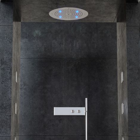Soffione doccia led a soffitto installazione da incasso acciaio inox tondo (1/5)