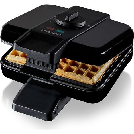 Gaufrier belge pour 2 gaufres belges 9 x 15,5 cm, gaufrier double avec revêtement antiadhésif sans PFAS, degré de brunissage réglable en continu et voyant lumineux, plastique, noir, 1000 W (1/5)