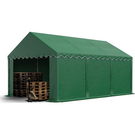 TOOLPORT Storage tent 3x6 m PVC 750 N waterproof dark green shelter with ground frame (1/5)