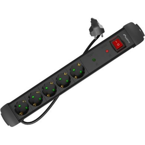 Lanberg SP1-05F-0150-BK Mehrfachsteckdose 1,5 m 5 Ausgänge AC Indoor Schwarz