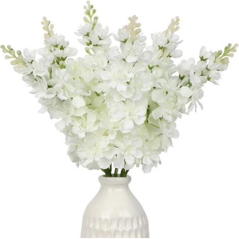6er-Set Künstliche Rittersporn Delphinium Weiße Kunstblumen Dekoration (1/5)