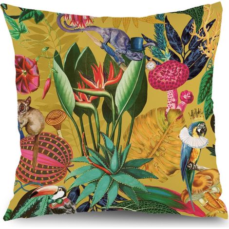 Housse de coussin fleurs décoratives papillon, canapé maison,45×45cm (1/5)