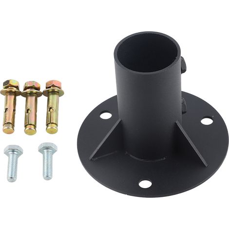 Soporte para poste de cerca de malla ciclónica, brida de base para fijación al suelo — poste redondo de 52 mm (2 pulgadas) (1/5)