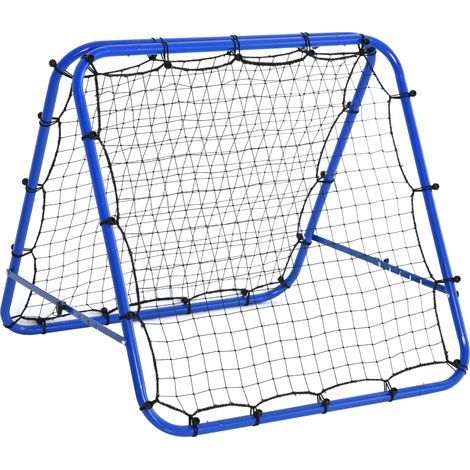 AMXCNOY Rebounder de football but mur de renvoi filet réglable des deux côtés 5 niveaux acier bleu 100 x 95 x 90 cm pour entraînement et jeu (1/5)