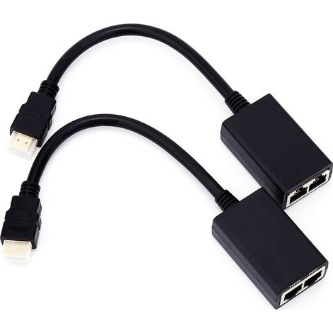 Extenseur HDMI sur RJ45 30M, Répéteur Ethernet CAT5e/CAT6 pour Vidéo 1080P (1/5)
