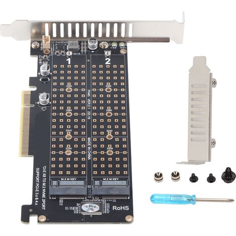 NVMe-zu-PCIe-x8-Dual-32-Gbit/s-Erweiterungskarte für Festplatten – Computerzubehör (1/5)