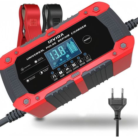 Chargeur de Batterie 12V10A, Chargeur Batterie Lithium Polyvalent, Maintien Charge pour Voiture/Moto/Tondeus (1/2)