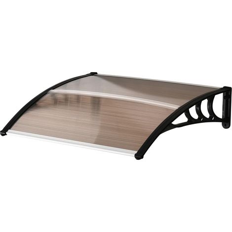 Auvent de porte d'entrée, adossé, toit en polycarbonate, résistant aux intempéries, marron, 120 x 75 cm (1/5)