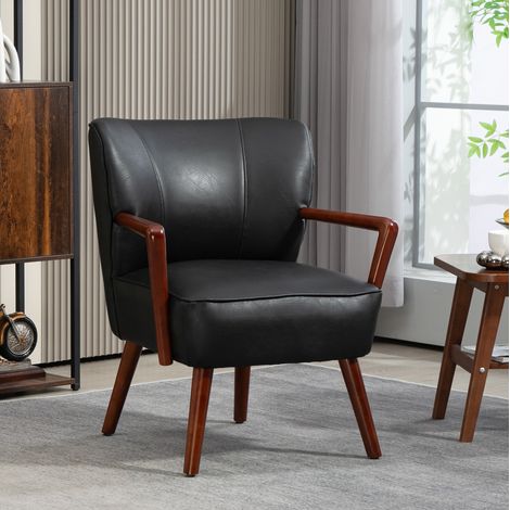 MEUBLIV Sessel 77x67x80 cm schwarz – Armlehnen aus Holz, gepolstert (1/5)