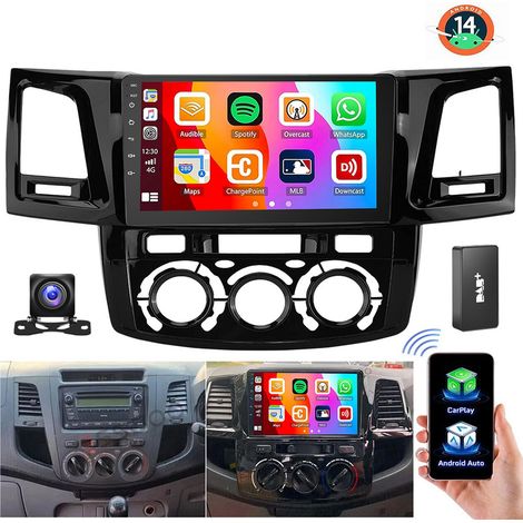 Autoradio Android 15 CarPlay pour Toyota Hilux 2005-2014, navigation GPS, RDS, WiFi - 2+64G DAB+ CAM